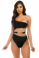 Vera Black One Shoulder One Piece