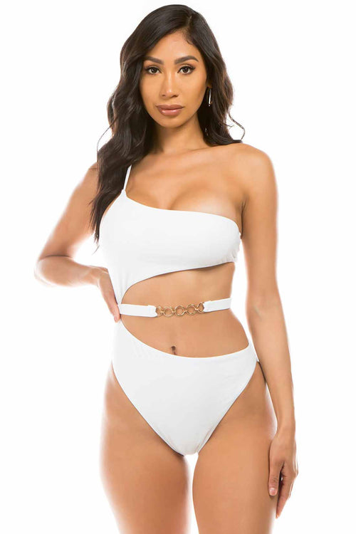 Vera White One Shoulder One Piece