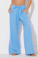 Eva Ocean Blue Gauze Wide Leg Pant