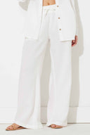 Eva White Gauze Wide Leg Pant
