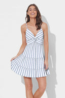 Ivory Navy Stripe Smocked  Dress