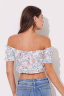 Surf Tropical Smocked Off Shoulder Top back