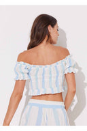 Venice Stripe Smocked Off Shoulder Top back