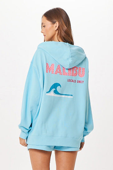 Tropical Blue Malibu Zip Shorts Set back