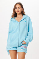 Tropical Blue Malibu Zip Shorts Set