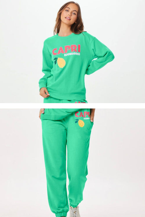 Surf Green Capri Crewneck Jogger Set