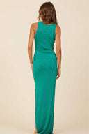 Kelly Green Metallic Rib Maxi Skirt Set back