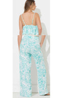 Teal Green Printed Gauze Pants Set