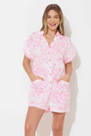 Hot Pink Printed Gauze Romper