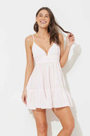 Hot Pink Striped Gauze Tank Dress