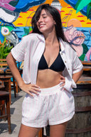 Hot Pink Striped Gauze Shorts Set