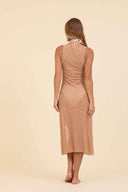 Sand Mesh Midi Dress back