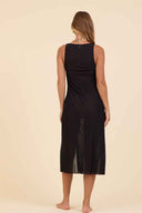 Black Mesh Midi Dress back