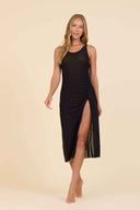 Black Mesh Midi Dress