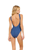 Navy Krinkle Metallic One Piece back