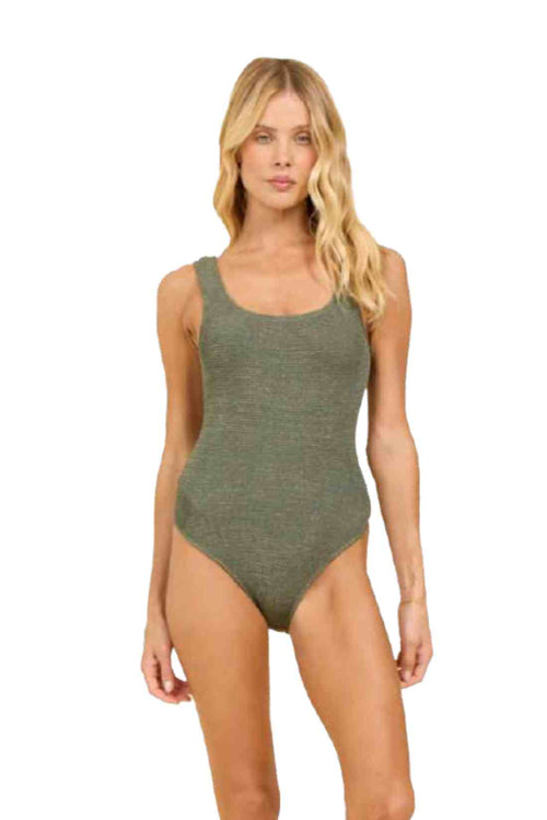 Olive Krinkle Metallic One Piece