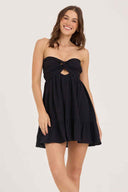 Black Textured Strapless Mini Dress