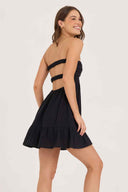 Black Textured Strapless Mini Dress back