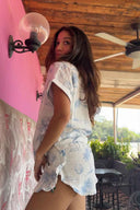 Island Blue Textured Shorts Set back