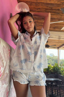 Island Blue Textured Shorts Set front