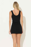 Black Seamed Knit Mini Dress back