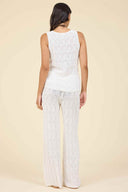 White Diamond Knit Pants Set back
