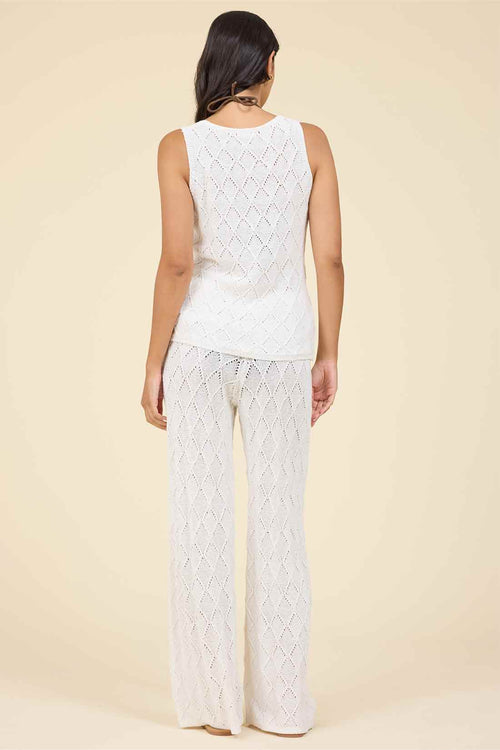 White Diamond Knit Pants Set back