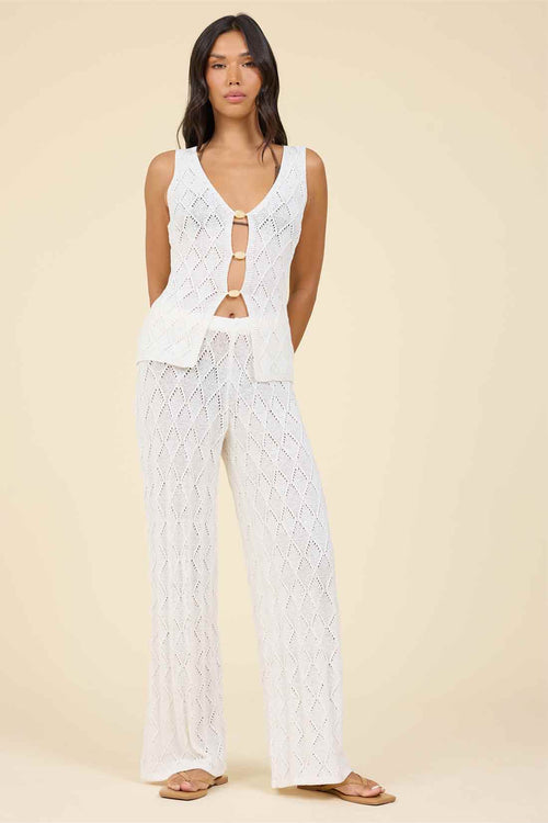 White Diamond Knit Pants Set