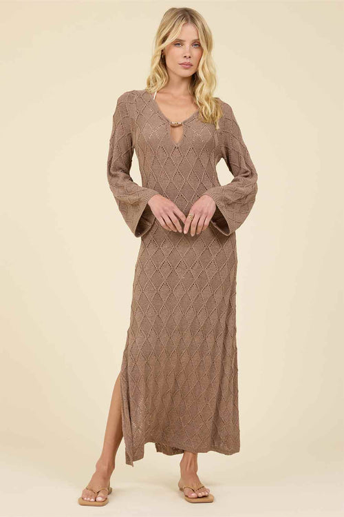 Cocoa Diamond Knit Maxi Dress