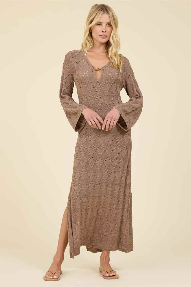 Cocoa Diamond Knit Maxi Dress