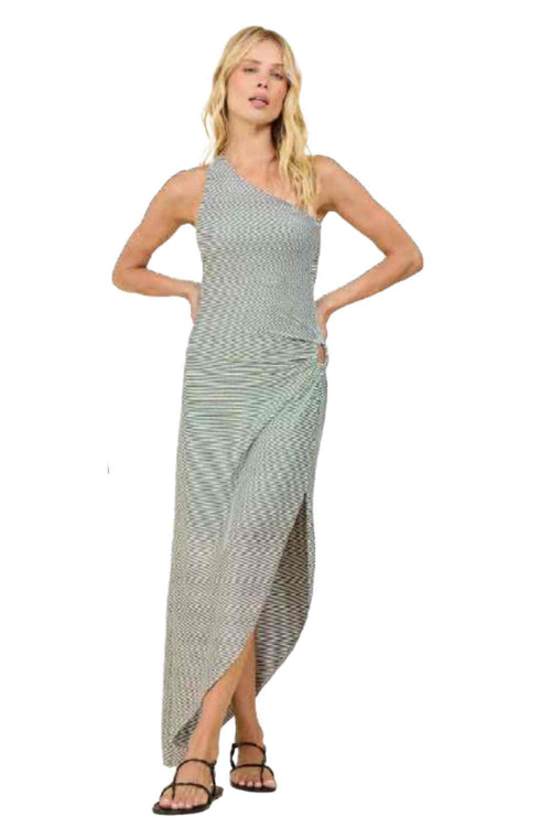 Black Stripe Lurex Rib Maxi Dress