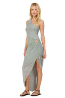 Black Stripe Lurex Rib Maxi Dress side