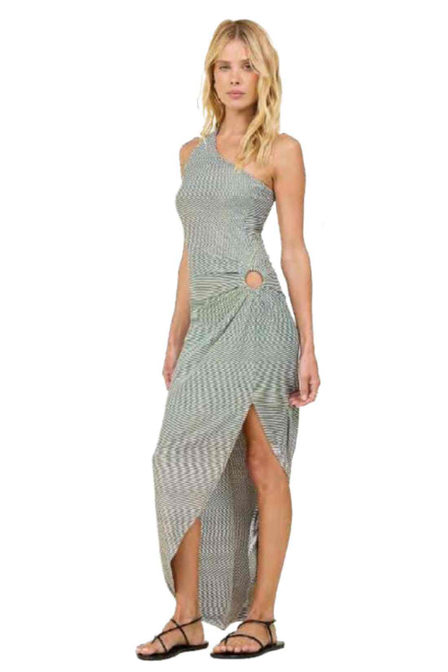 Black Stripe Lurex Rib Maxi Dress side