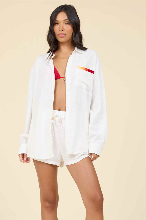 White Ombre Embroidered Short Set