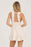 Cream Textured Slub Knit Mini Dress back