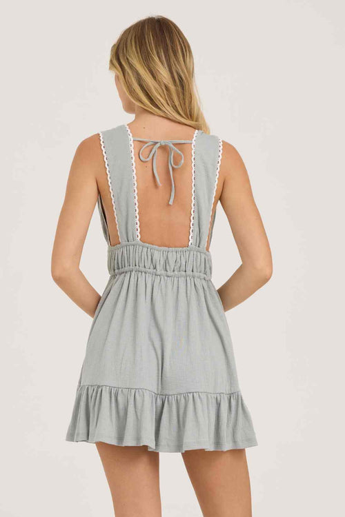 Sage Textured Slub Knit Mini Dress back