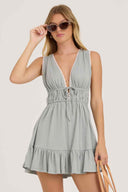 Sage Textured Slub Knit Mini Dress