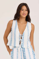 Blue Tribal Stripe Gauze Vest