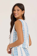 Blue Tribal Stripe Gauze Vest