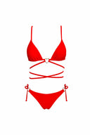 Red Hearts Triangle Bikini Set detail