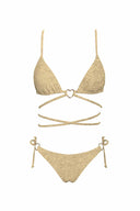 Gold Shimmer Hearts Triangle Bikini Set