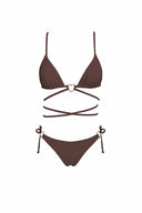 Brown Hearts Triangle Bikini Set