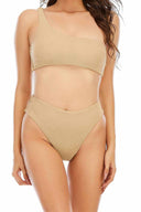 Gold Glitter One Shoulder Bikini Set
