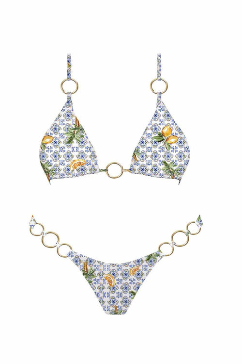 Lemon Print Triangle Bikini Set detail