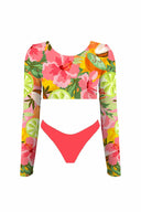 Tropical Long Sleeve Sporty Bikini Set