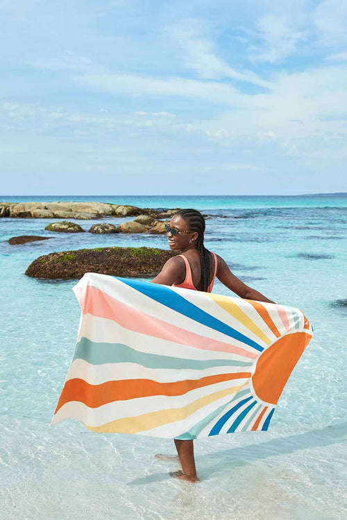 Dock and Bay Stripes Go Wild Rising Sun XL Towel lifestyle