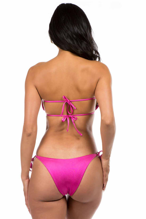 Fuchsia Metallic Strapless Bikini Set back