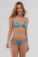 St Even Blue Printed Triangle Bikini Set front