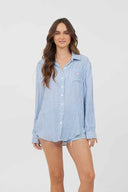 Blue Yarn Dye Stripe Beach Shirt