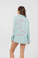 Green Yarn Dye Stripe Beach Shirt back